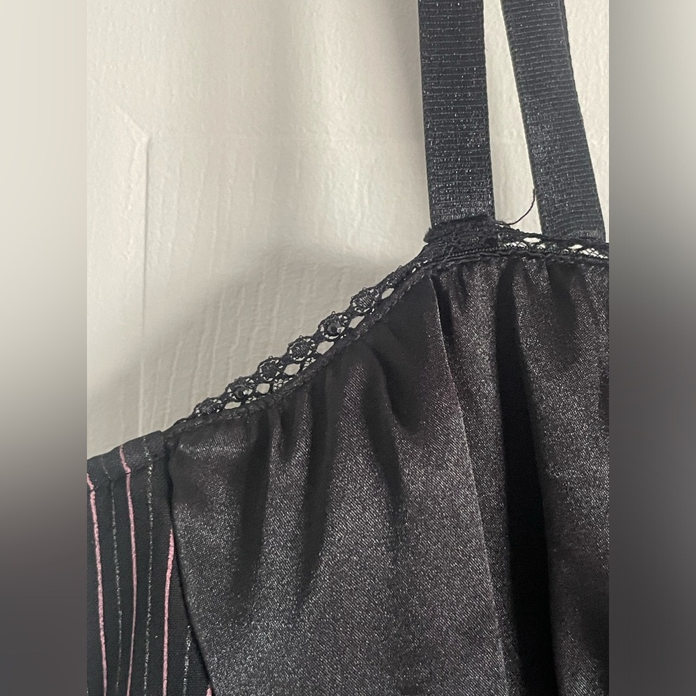 Y2K Gothic Pinstripe Cami XL Morbid Threads Mall Goth Layer Top - Picture 6 of 14